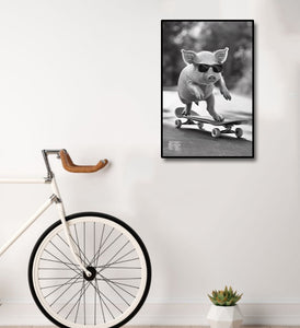 Pine Stretched  Framed 1 Panel - Skateboarding