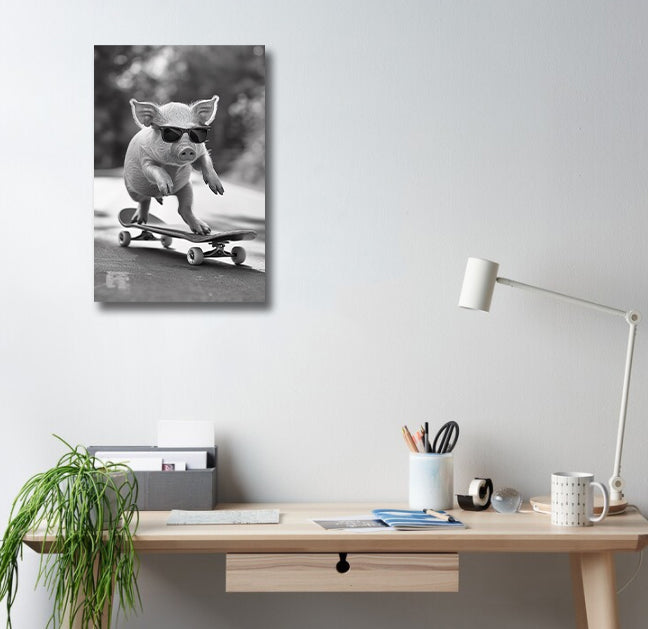 Pine Stretched  Framed 1 Panel - Skateboarding