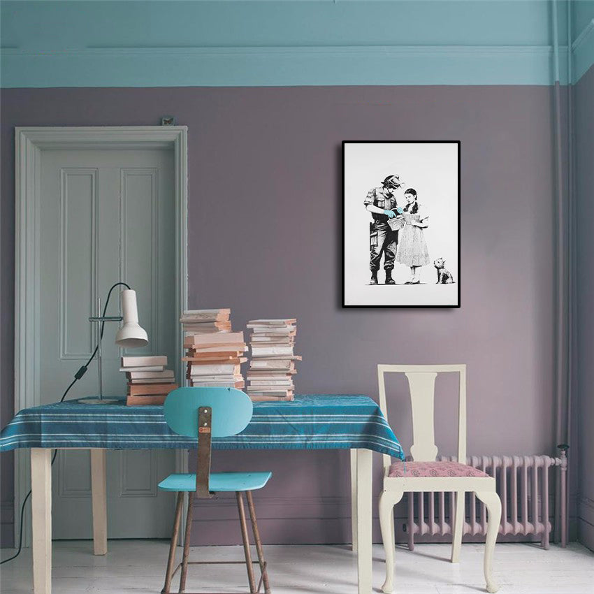 Pine Stretched  Framed 1 Panel - Banksy - Stop and Search