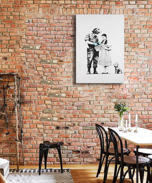 Pine Stretched  Framed 1 Panel - Banksy - Stop and Search