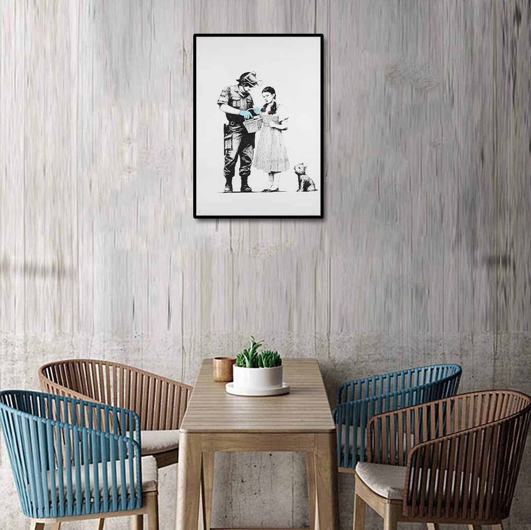 Pine Stretched  Framed 1 Panel - Banksy - Stop and Search