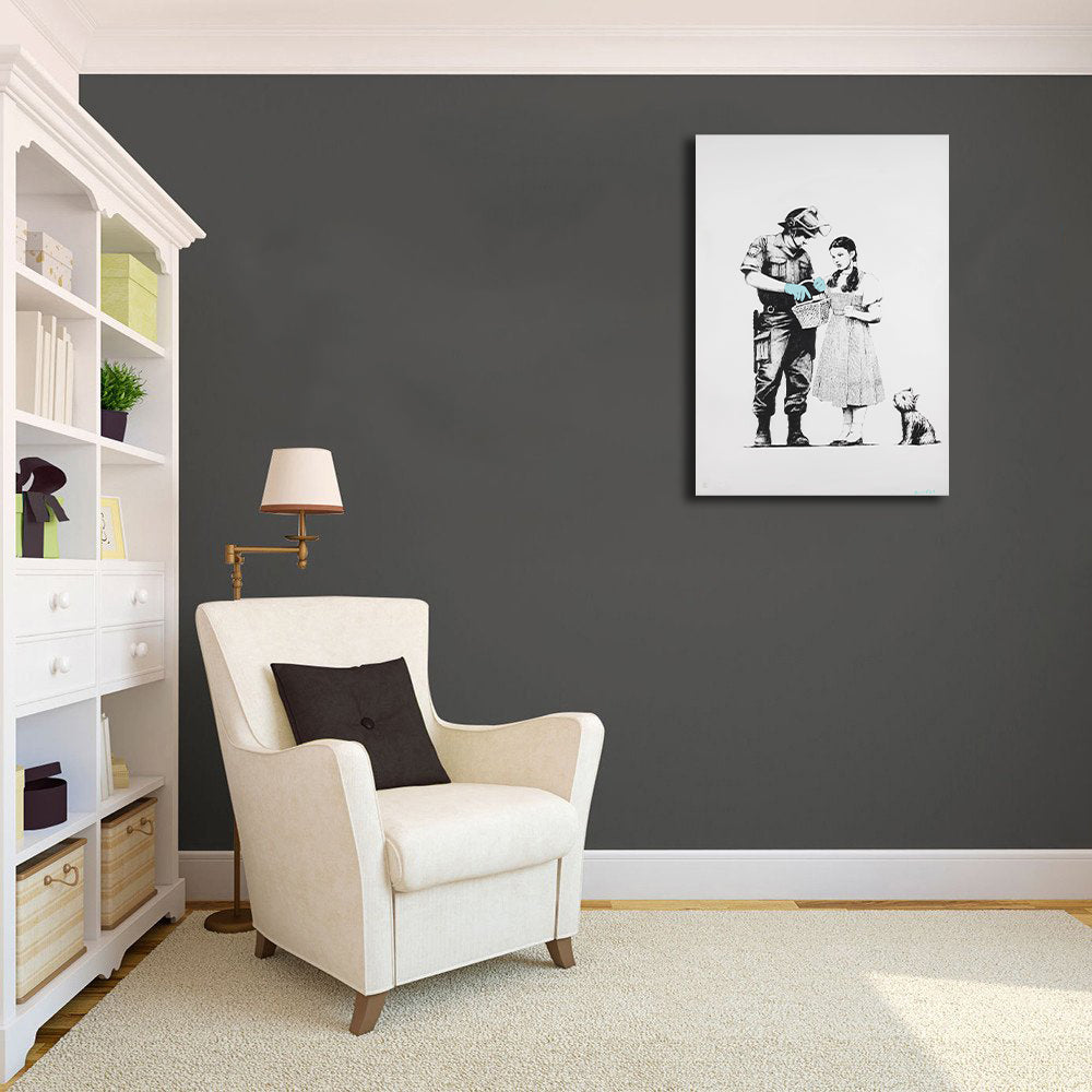 Pine Stretched  Framed 1 Panel - Banksy - Stop and Search