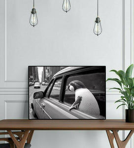 Pine Stretched  Framed 1 Panel - Penguin Comes to Town