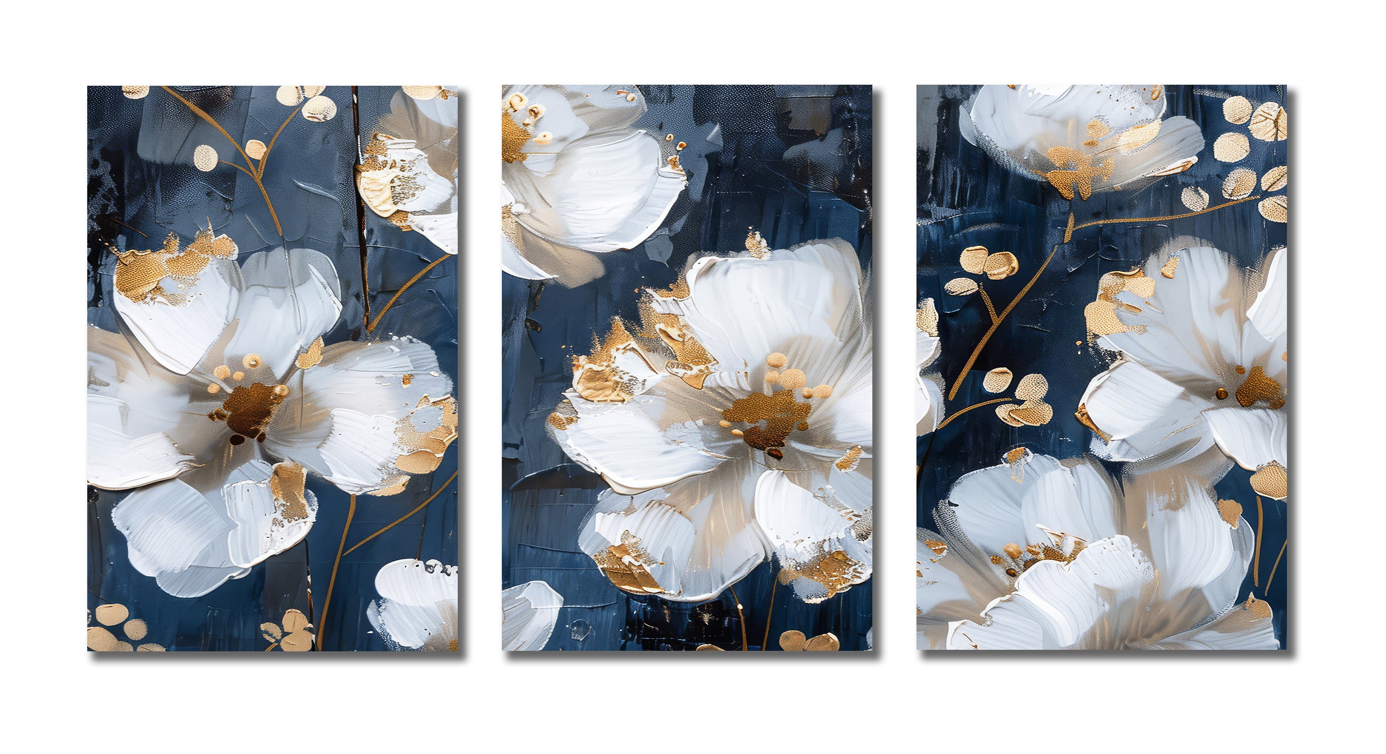 Pine Stretched  Framed 3 Panels - Flowers
