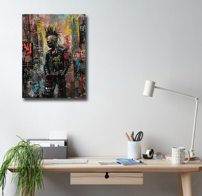 Modern Pop Art Canvas Wall Art Print Poster | Home Decor | Stretched 1 Panel - Punk