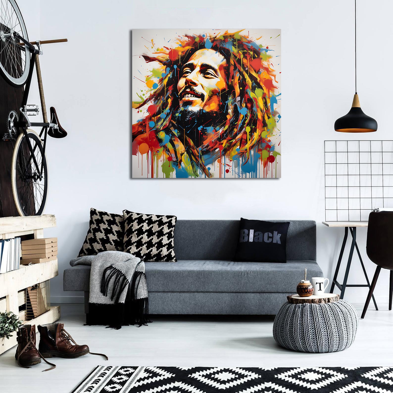 Pine Stretched  Framed 1 Panel - Bob Marley
