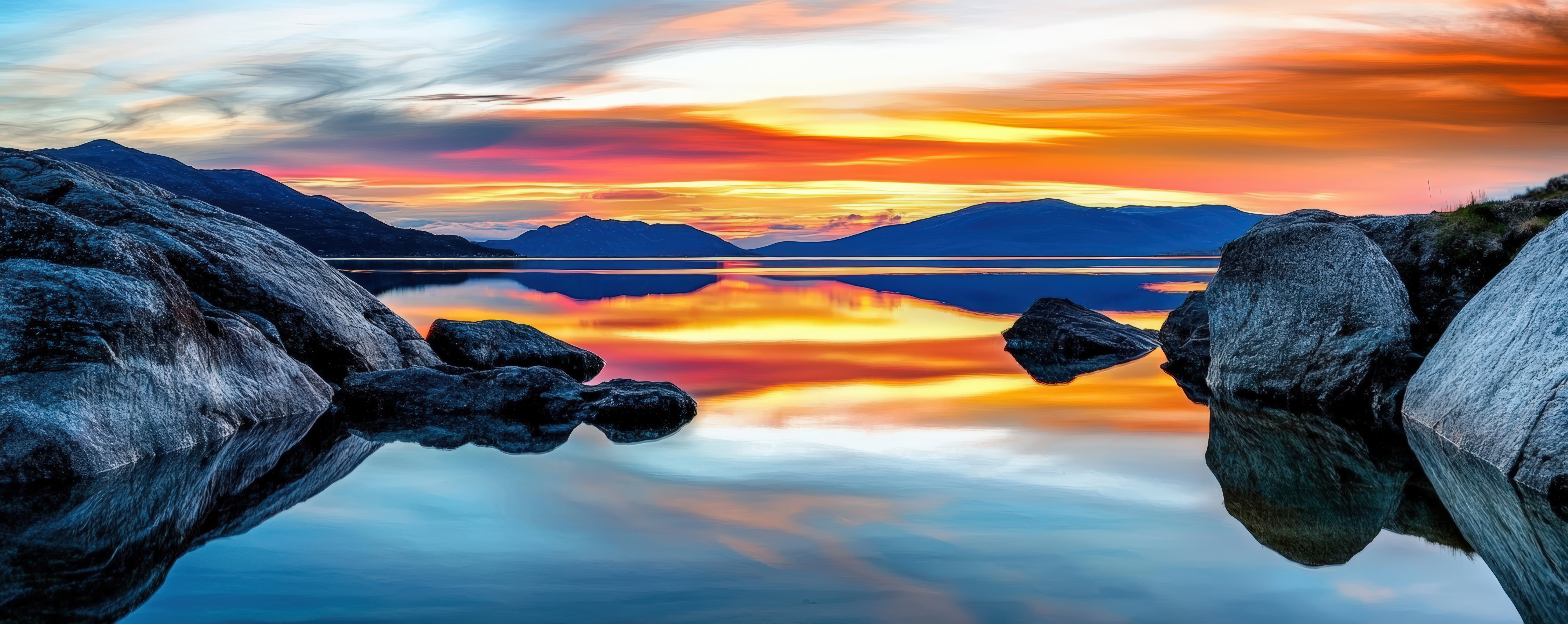 Pine Stretched  Framed 1 Panel - Sunset over Lake Taupo