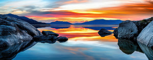 Pine Stretched  Framed 1 Panel - Sunset over Lake Taupo