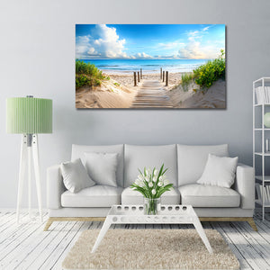 Pine Stretched  Framed 1 Panel - Beach in Summer