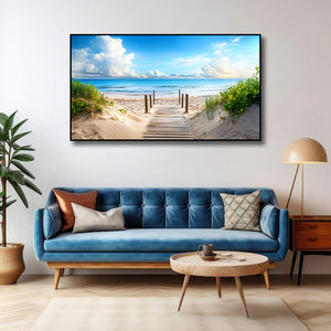 Pine Stretched  Framed 1 Panel - Beach in Summer