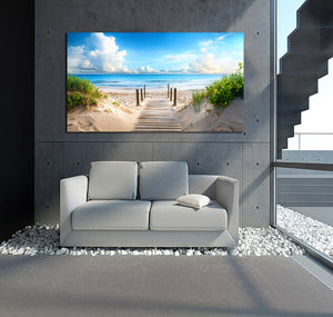 Pine Stretched  Framed 1 Panel - Beach in Summer