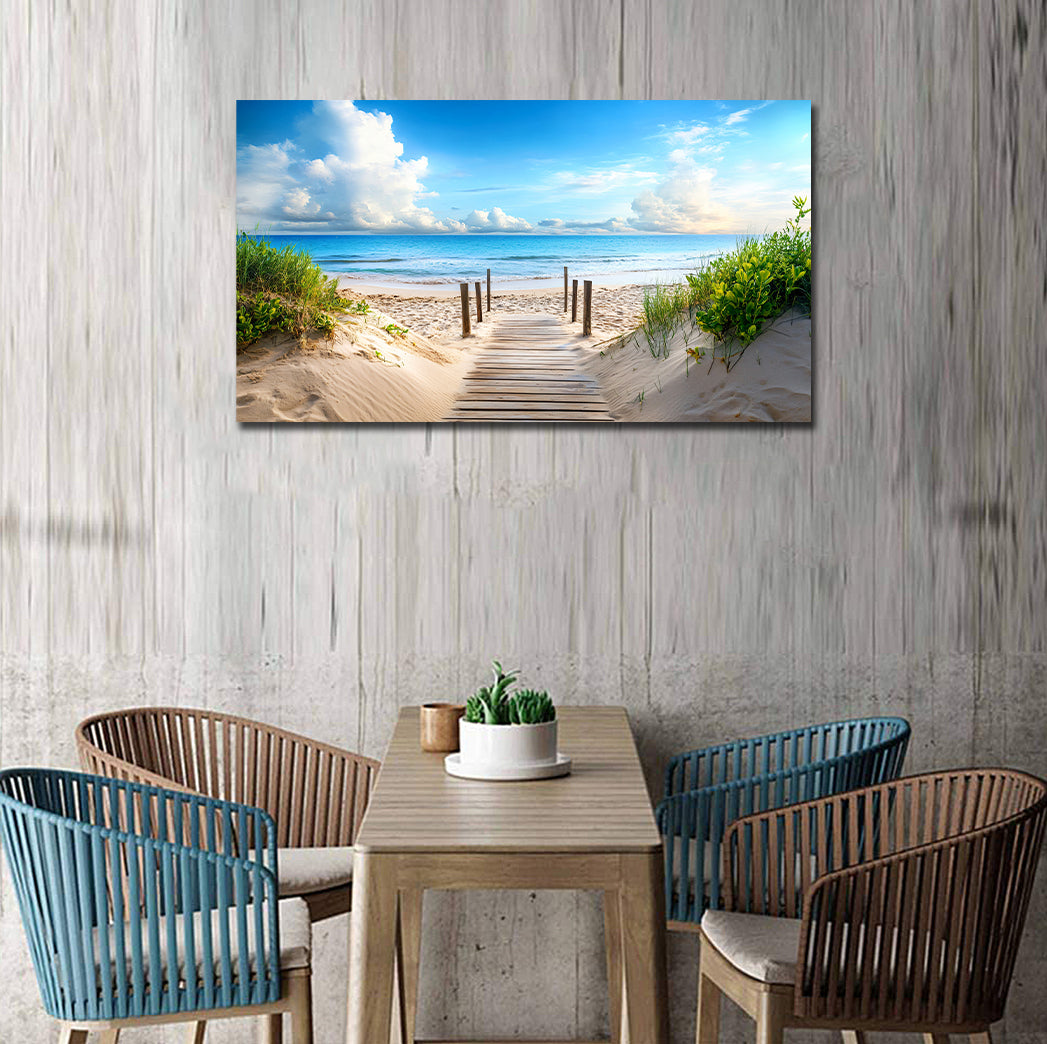 Pine Stretched  Framed 1 Panel - Beach in Summer