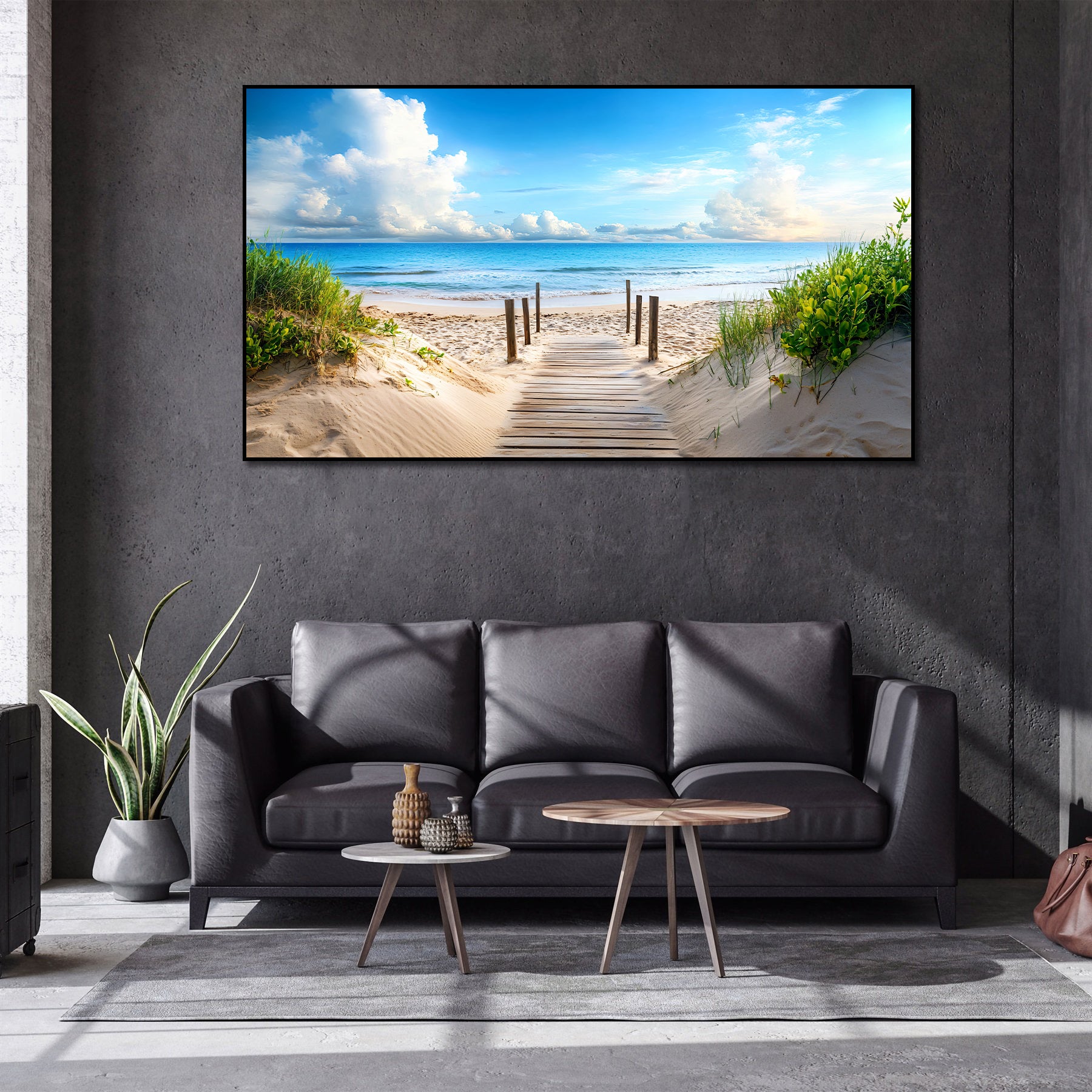 Pine Stretched  Framed 1 Panel - Beach in Summer