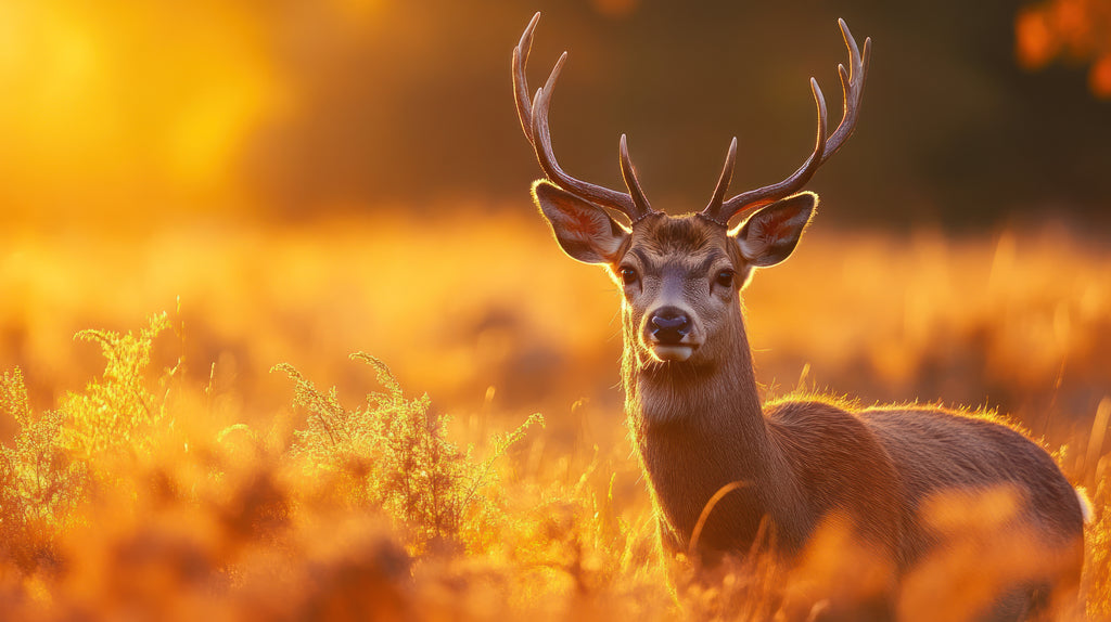 Pine Stretched  Framed 1 Panel - Stag in the sunlight