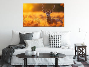 Pine Stretched  Framed 1 Panel - Stag in the sunlight