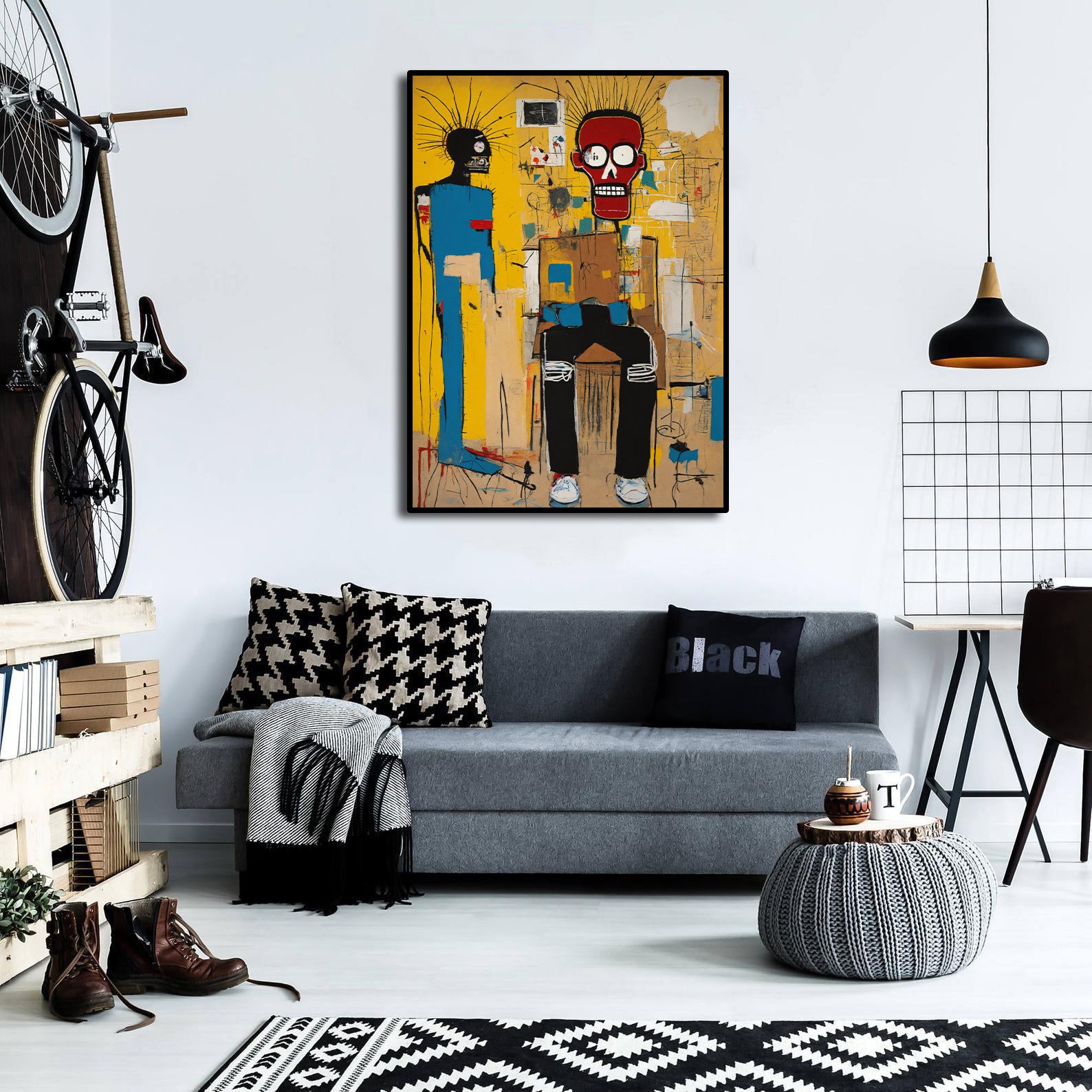 Pine Stretched  Framed 1 Panel - Graffiti - Jean Michel Basquiat