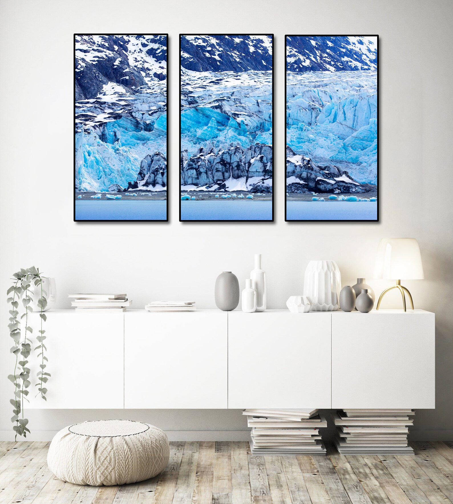 Pine Stretched  Framed 3 Panels - World Natural Heritage - Alaska Glacier Bay