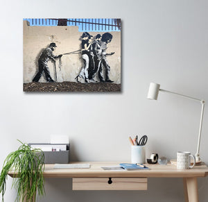 Pine Stretched  Framed 1 Panel - Street Art - Keep your humans on a leash at all times