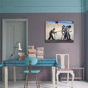 Pine Stretched  Framed 1 Panel - Street Art - Keep your humans on a leash at all times