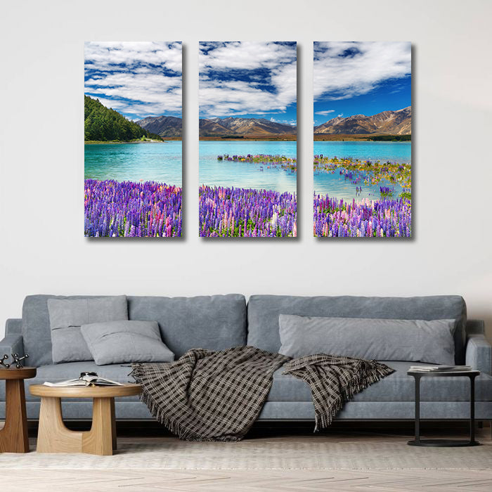 Pine Stretched  Framed 3 Panels - Lake Tekapo