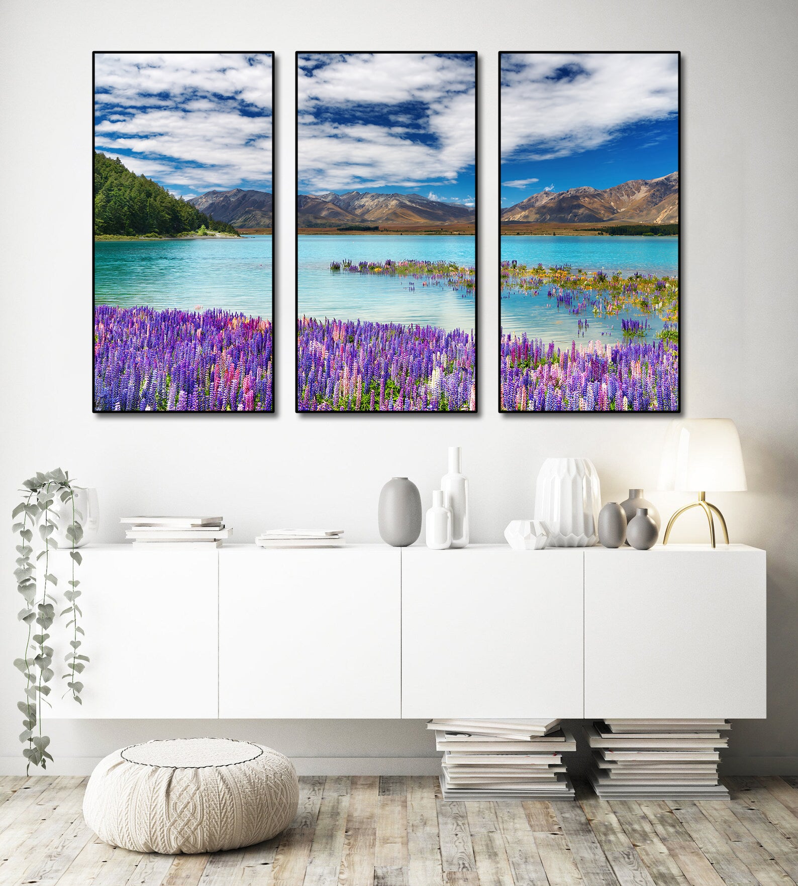 Pine Stretched  Framed 3 Panels - Lake Tekapo