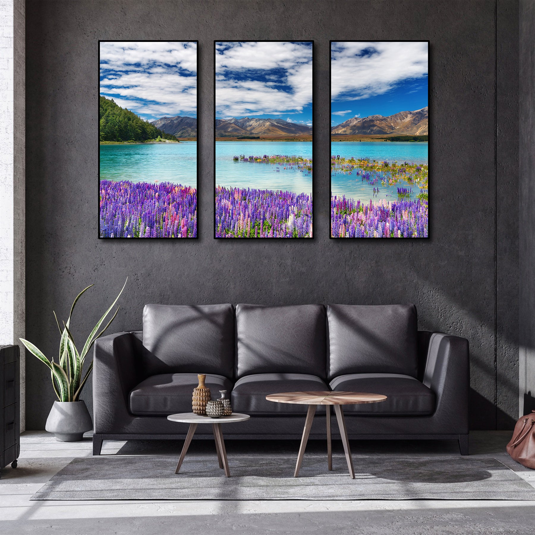 Pine Stretched  Framed 3 Panels - Lake Tekapo