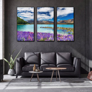 Pine Stretched  Framed 3 Panels - Lake Tekapo