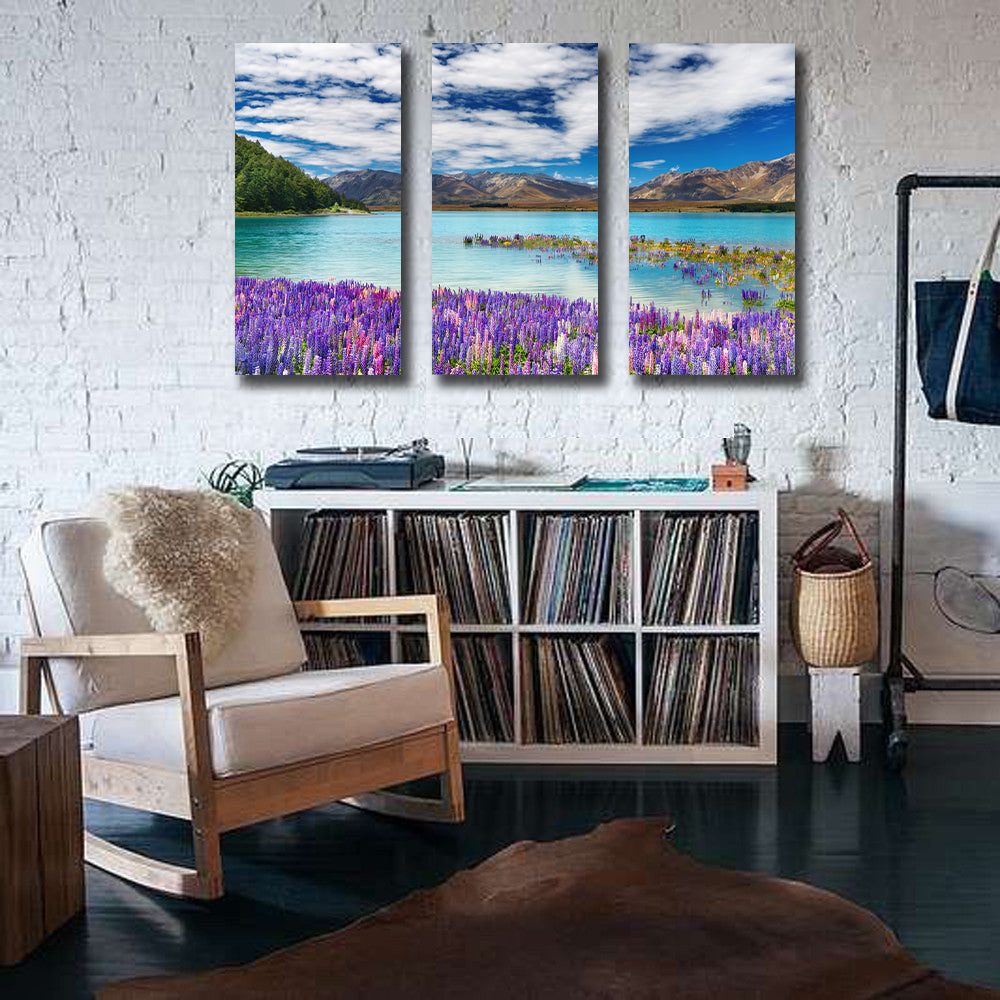 Pine Stretched  Framed 3 Panels - Lake Tekapo