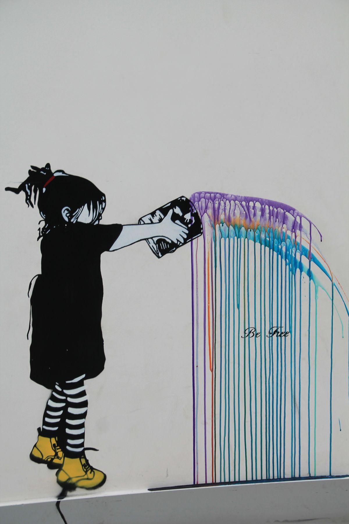 Framed 1 Panel - Street Art - Be Free