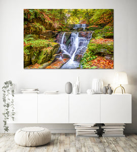 Pine Stretched  Framed 1 Panel - Waterfall in Autumn