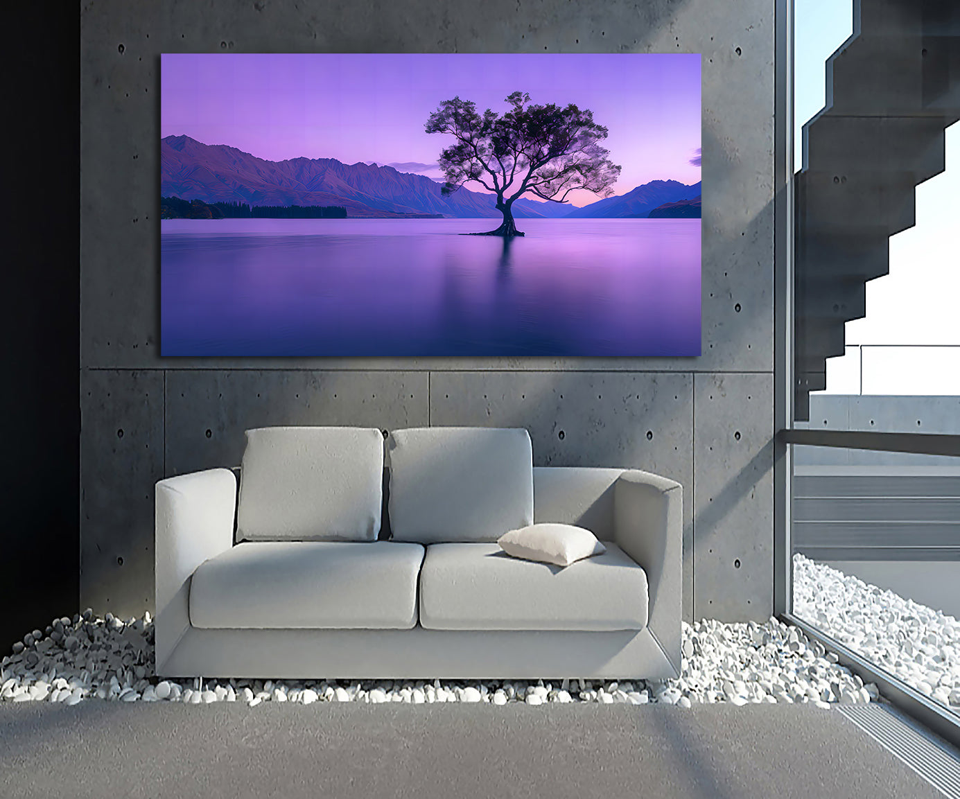 Pine Stretched  Framed 1 Panel - Serenity at Lake Wanaka