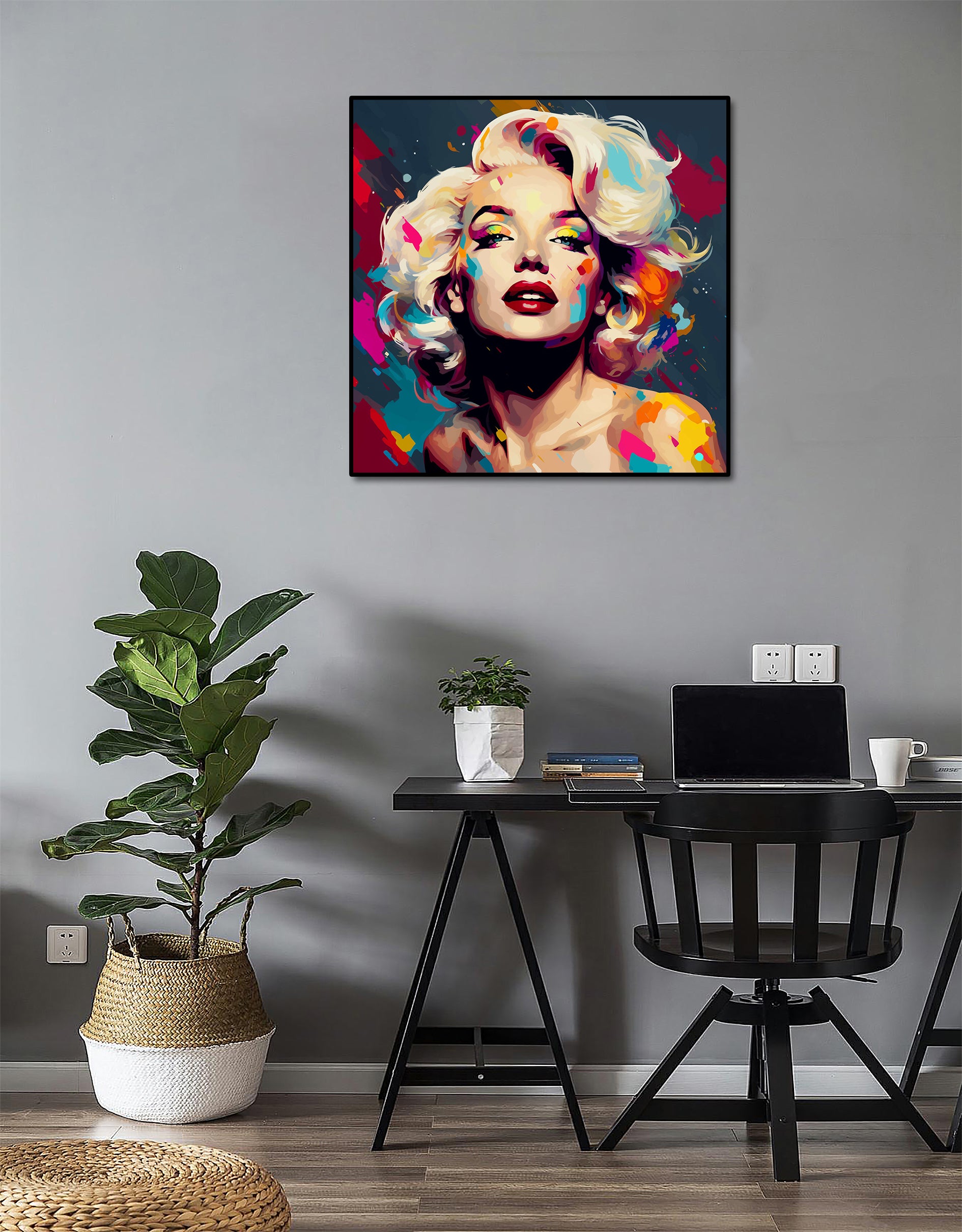 Pine Stretched  Framed 1 Panel - Marilyn Monroe