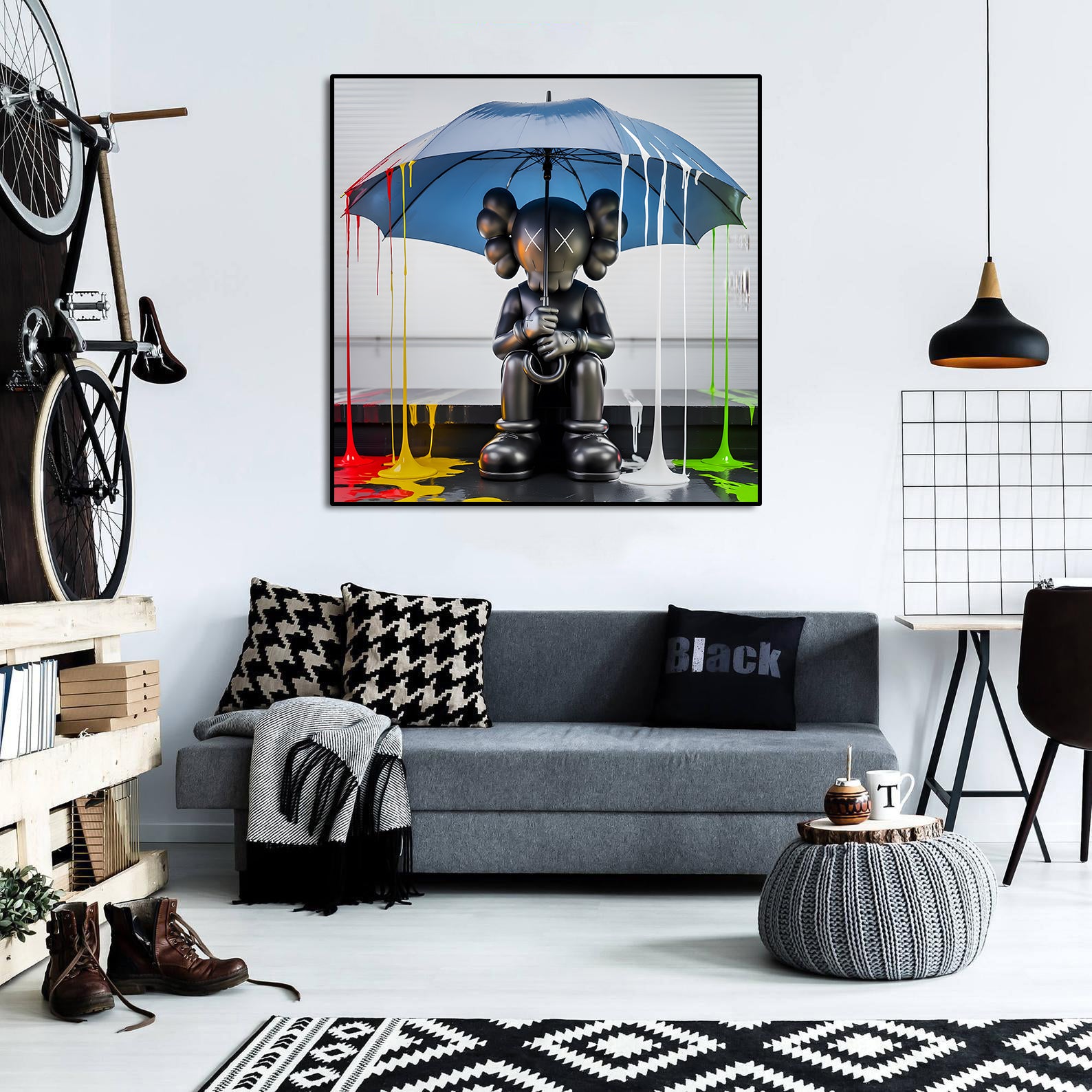 Pine Stretched  Framed 1 Panel - Kaws