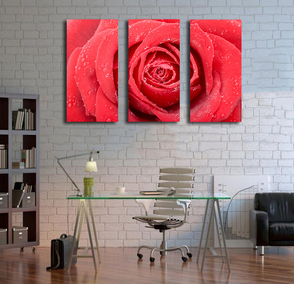 Pine Stretched  Framed 3 Panels - Rose