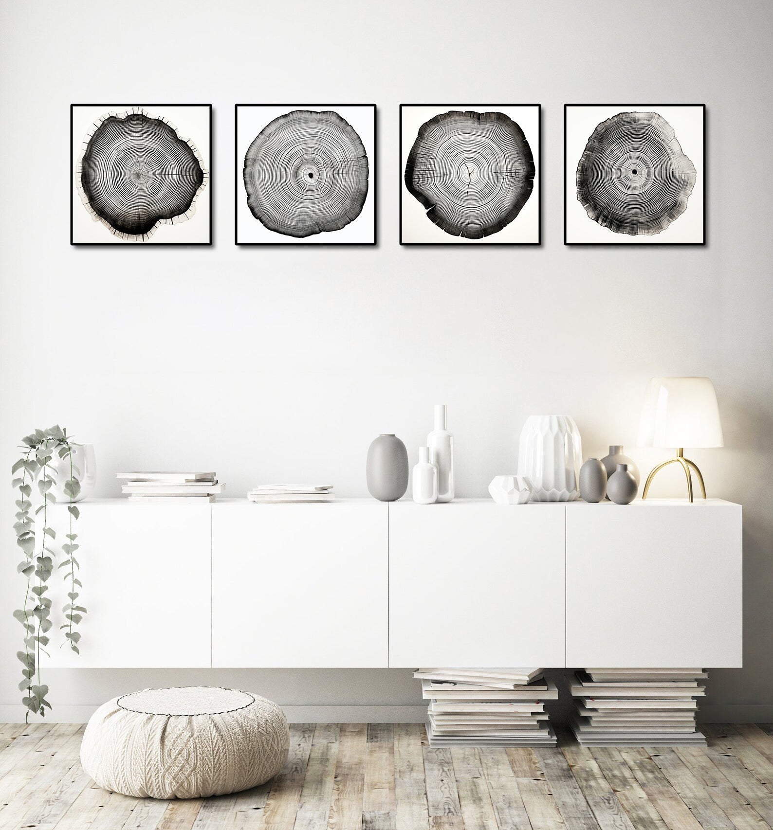 Framed 4 Panels - Tree Ring