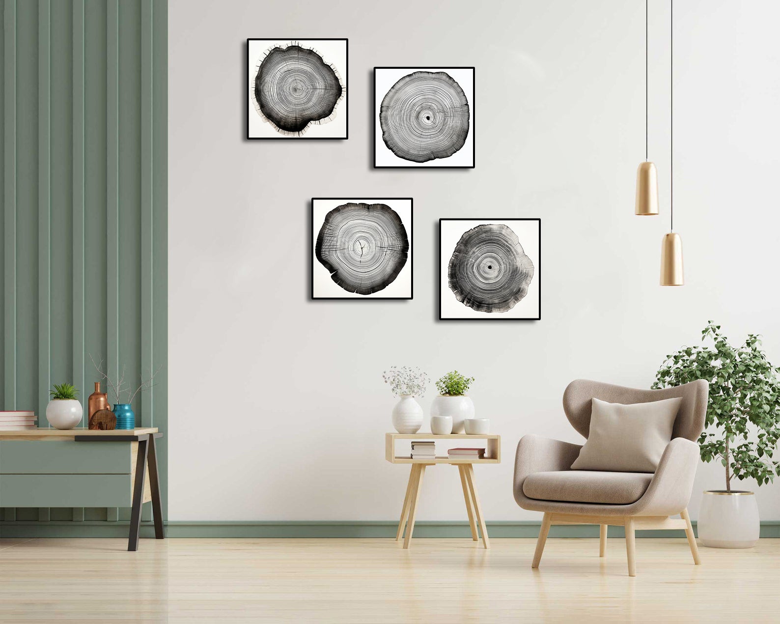 Framed 4 Panels - Tree Ring
