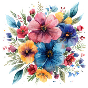 Pine Stretched  Framed 4 Panels - Beautiful Watercolor Floral