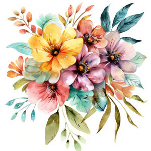 Pine Stretched  Framed 4 Panels - Beautiful Watercolor Floral