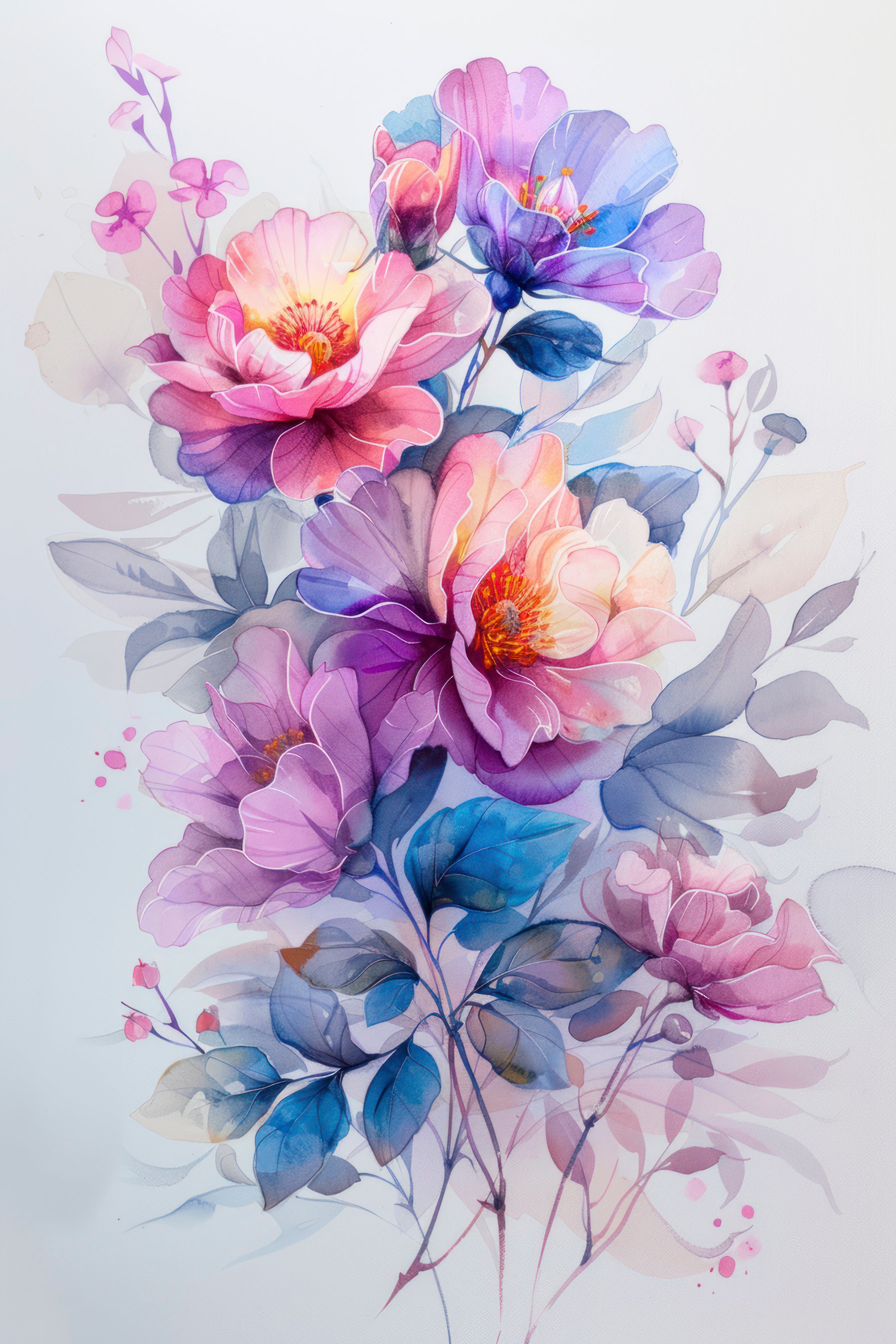 Framed 1 Panel - Watercolor Floral