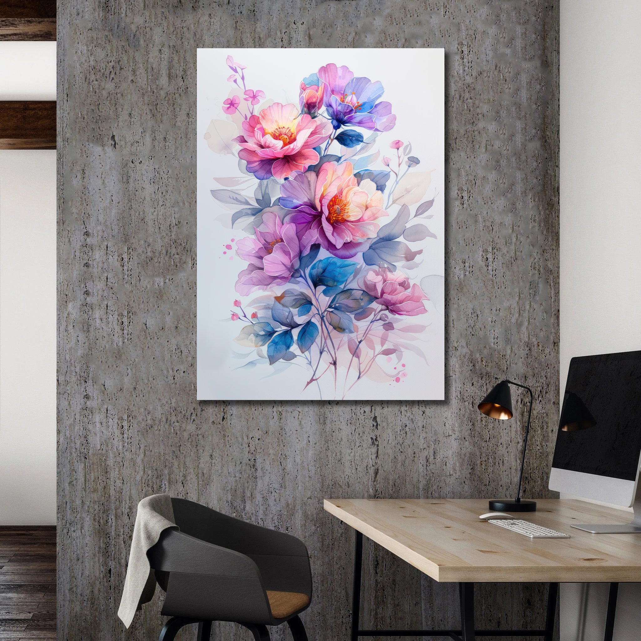 Framed 1 Panel - Watercolor Floral