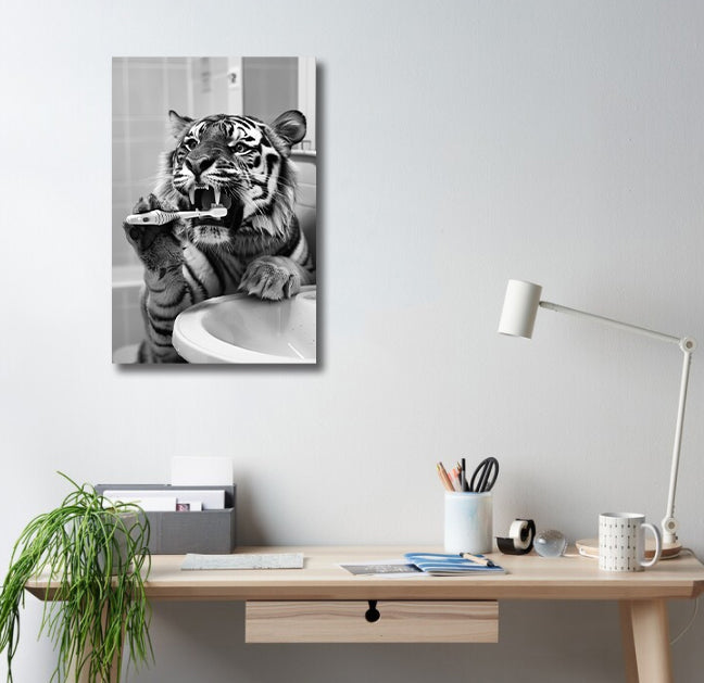 Pine Stretched  Framed 1 Panel - Clean your teeth