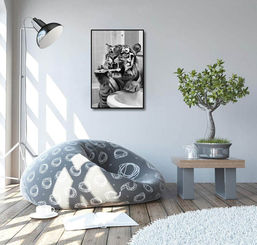 Pine Stretched  Framed 1 Panel - Clean your teeth