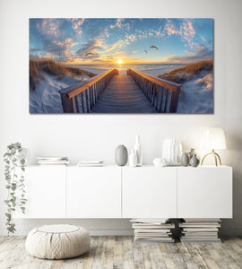 Pine Stretched  Framed 1 Panel - Stairway to the beach