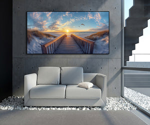 Pine Stretched  Framed 1 Panel - Stairway to the beach