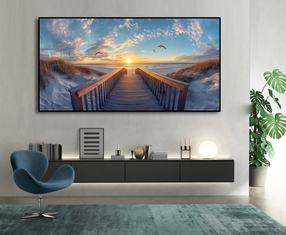 Pine Stretched  Framed 1 Panel - Stairway to the beach