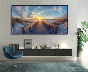 Pine Stretched  Framed 1 Panel - Stairway to the beach