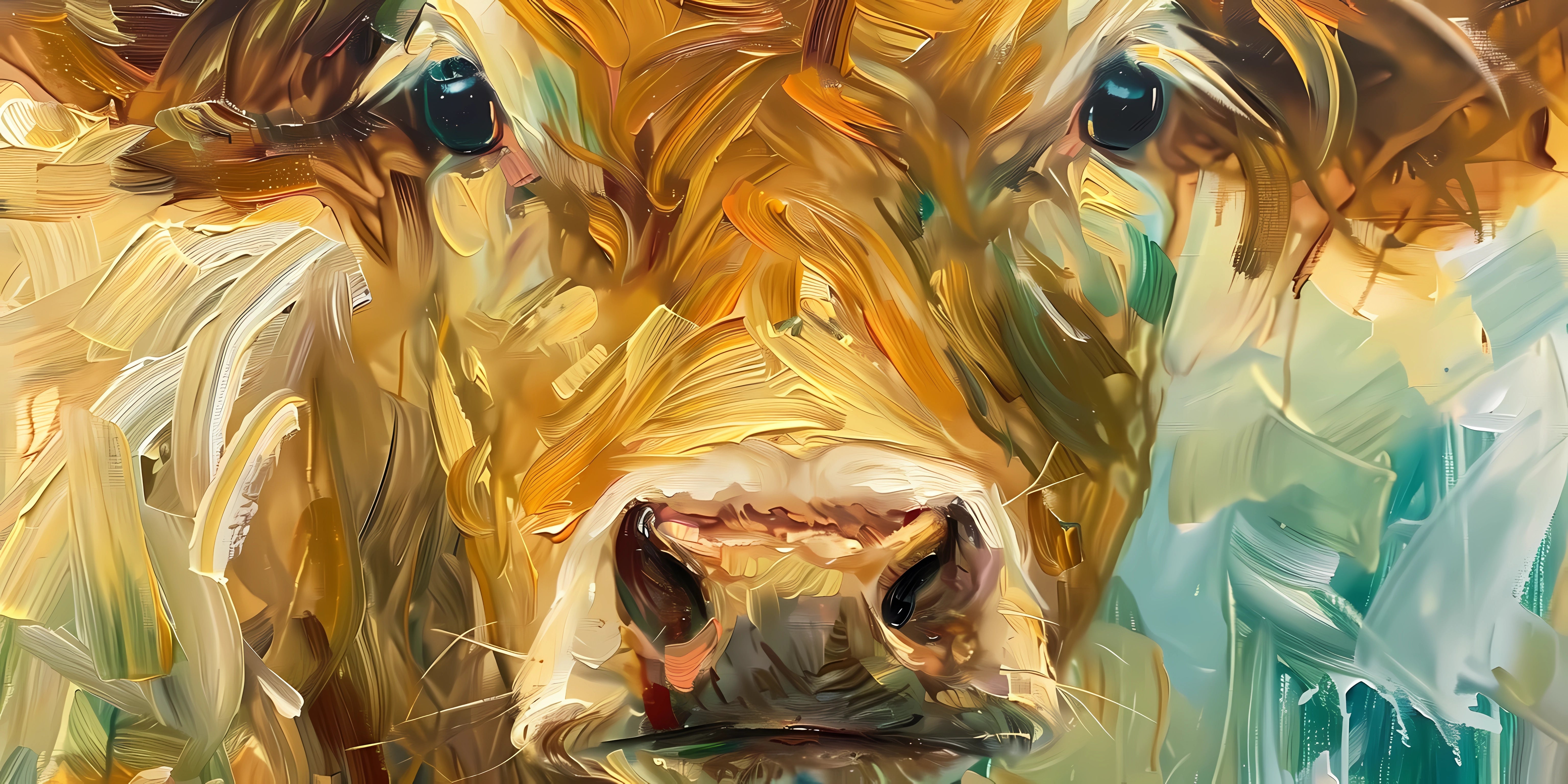 Pine Stretched  Framed 1 Panel - Cow