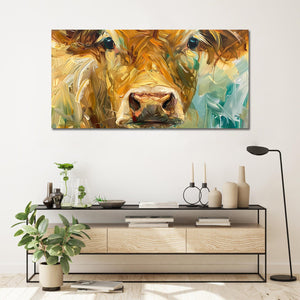 Pine Stretched  Framed 1 Panel - Cow