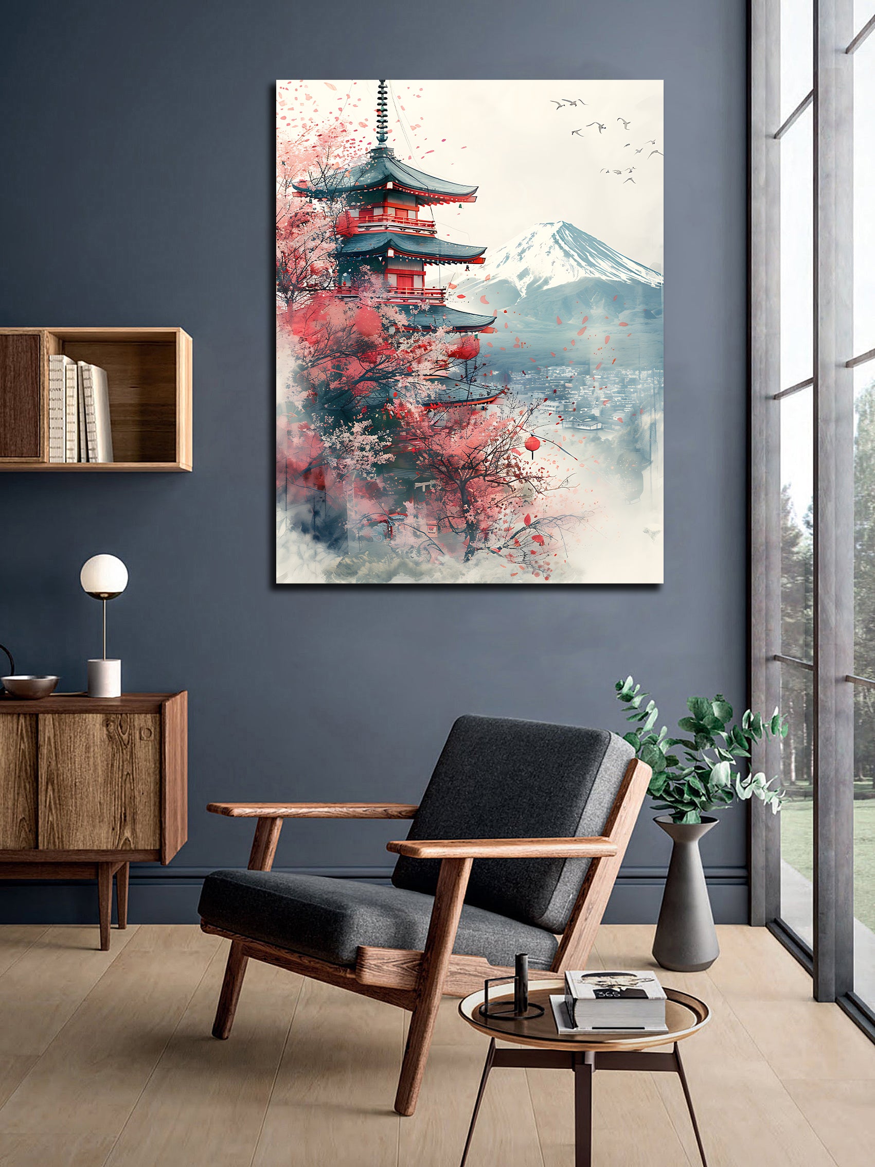 Pine Stretched  Framed 1 Panel - Japanese Temple