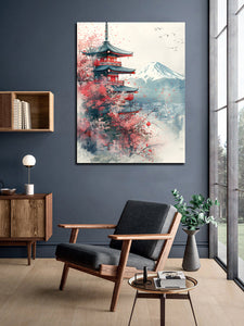 Pine Stretched  Framed 1 Panel - Japanese Temple